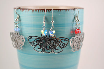 Luna Moth Earrings - platinum ear wires