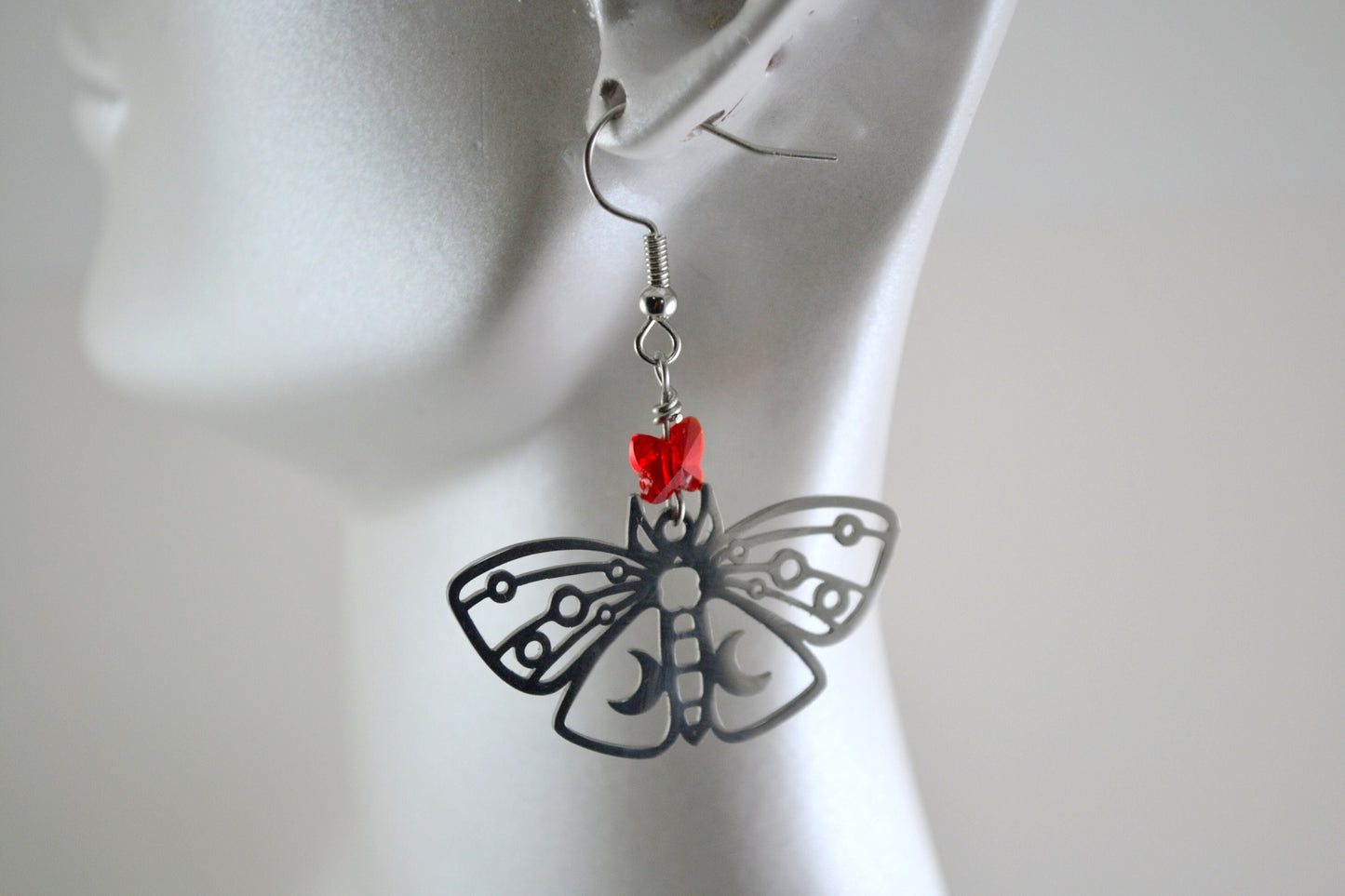 Luna Moth Earrings - platinum ear wires