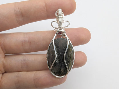 Valentine's Labradorite Pendant - sterling silver wire wrapped