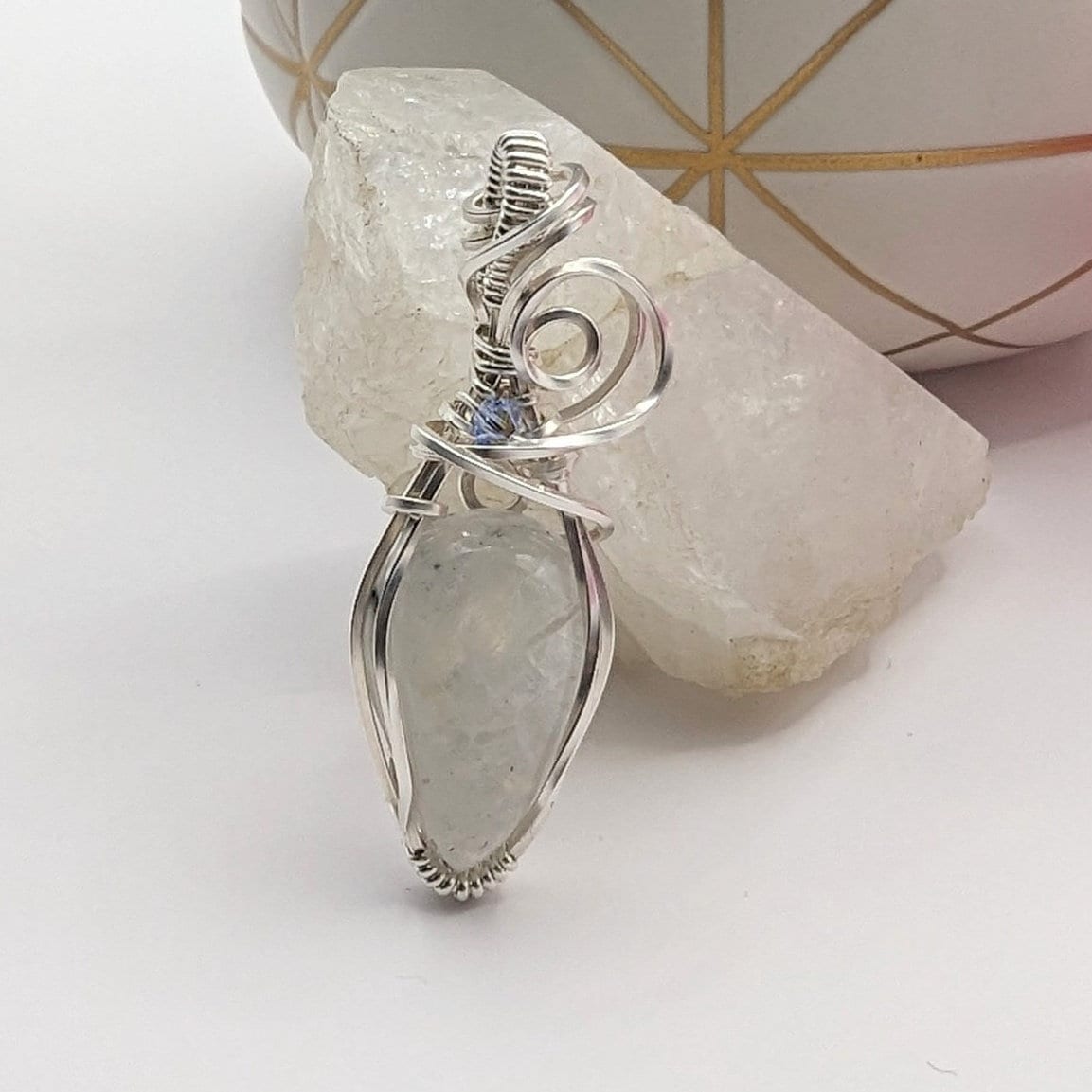 Darling Moonstone Pendant - sterling silver wire wrapped