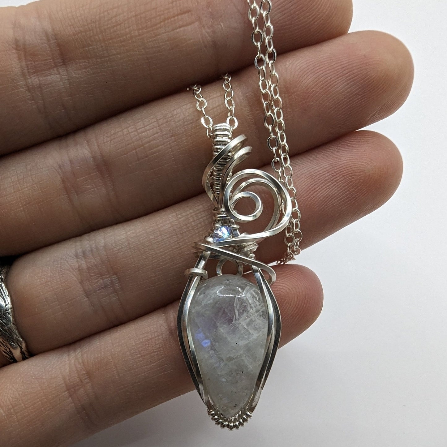 Darling Moonstone Pendant - sterling silver wire wrapped