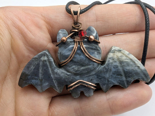 Halloween Bat Pendant - copper wire wrapped