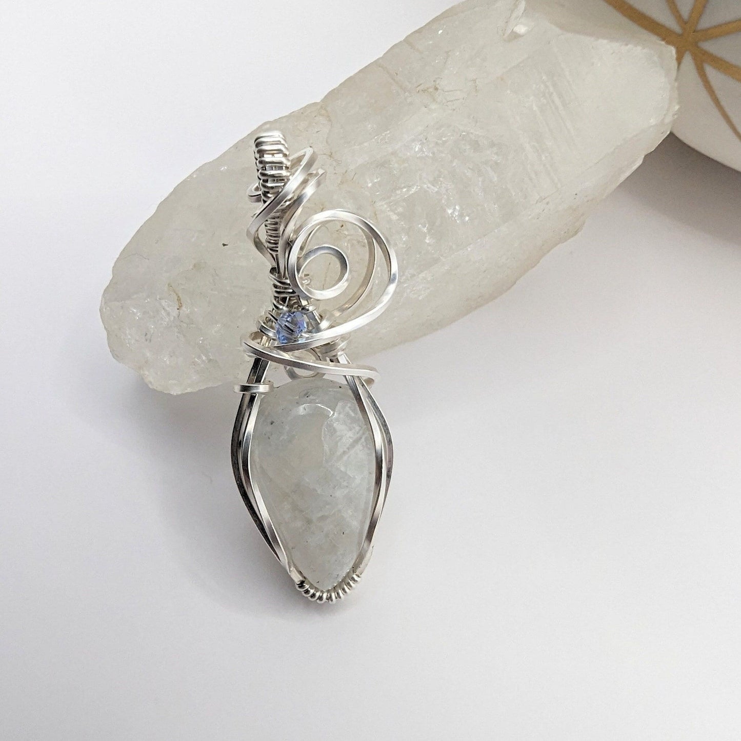 Darling Moonstone Pendant - sterling silver wire wrapped