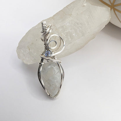 Darling Moonstone Pendant - sterling silver wire wrapped