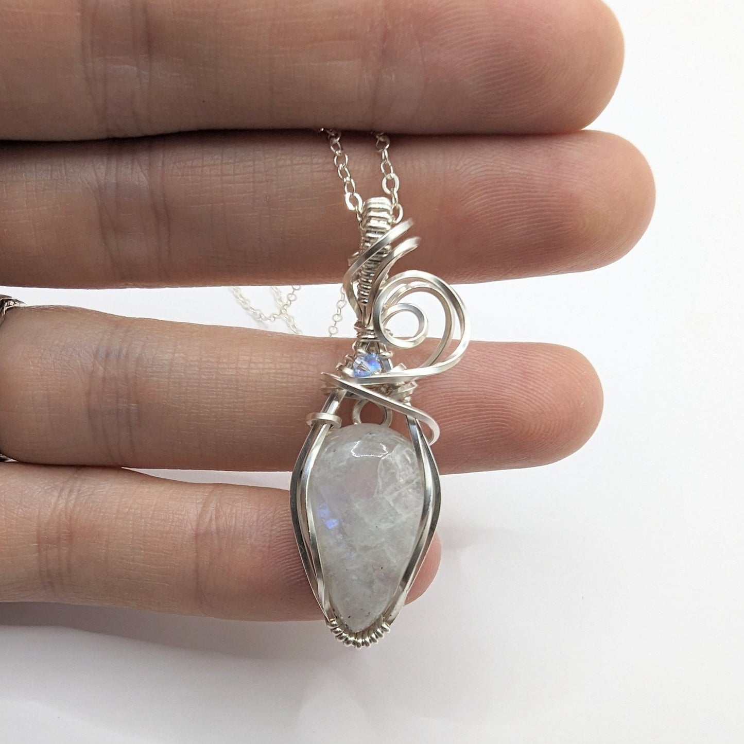 Darling Moonstone Pendant - sterling silver wire wrapped